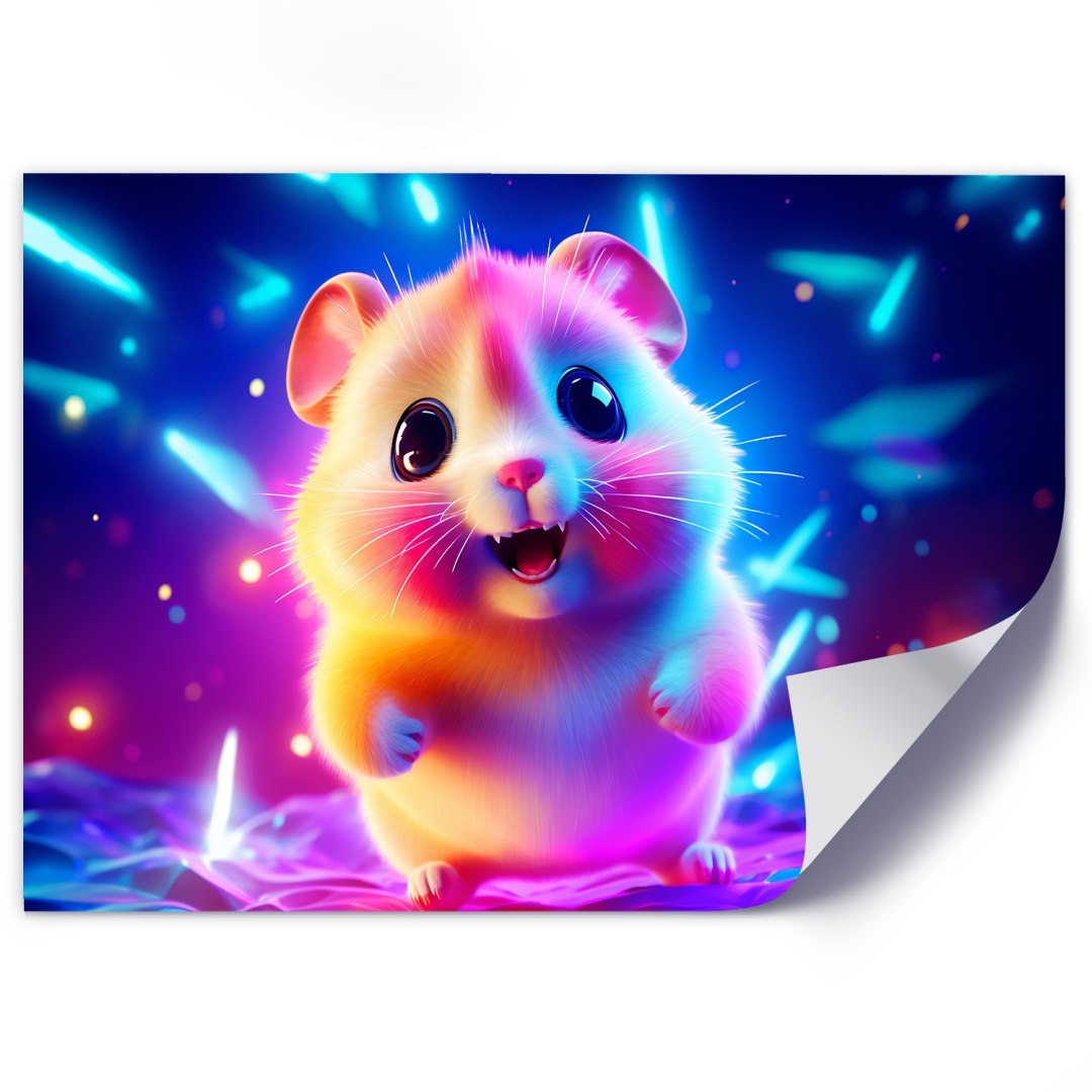 Emaga Obraz na płótnie, Uroczy chomik neon - 100x70